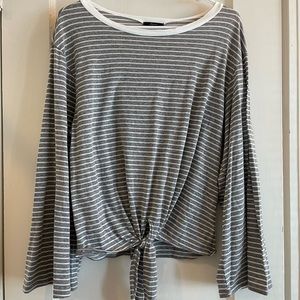 Soprano Striped Bell Sleeve Top